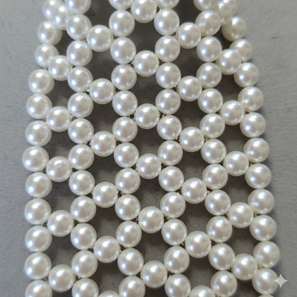 🛑SOLD🛑 Vintage 14-17" Pearl Tie Necktie Necklace Hong Kong Faux Handmade - Picture 9 of 12